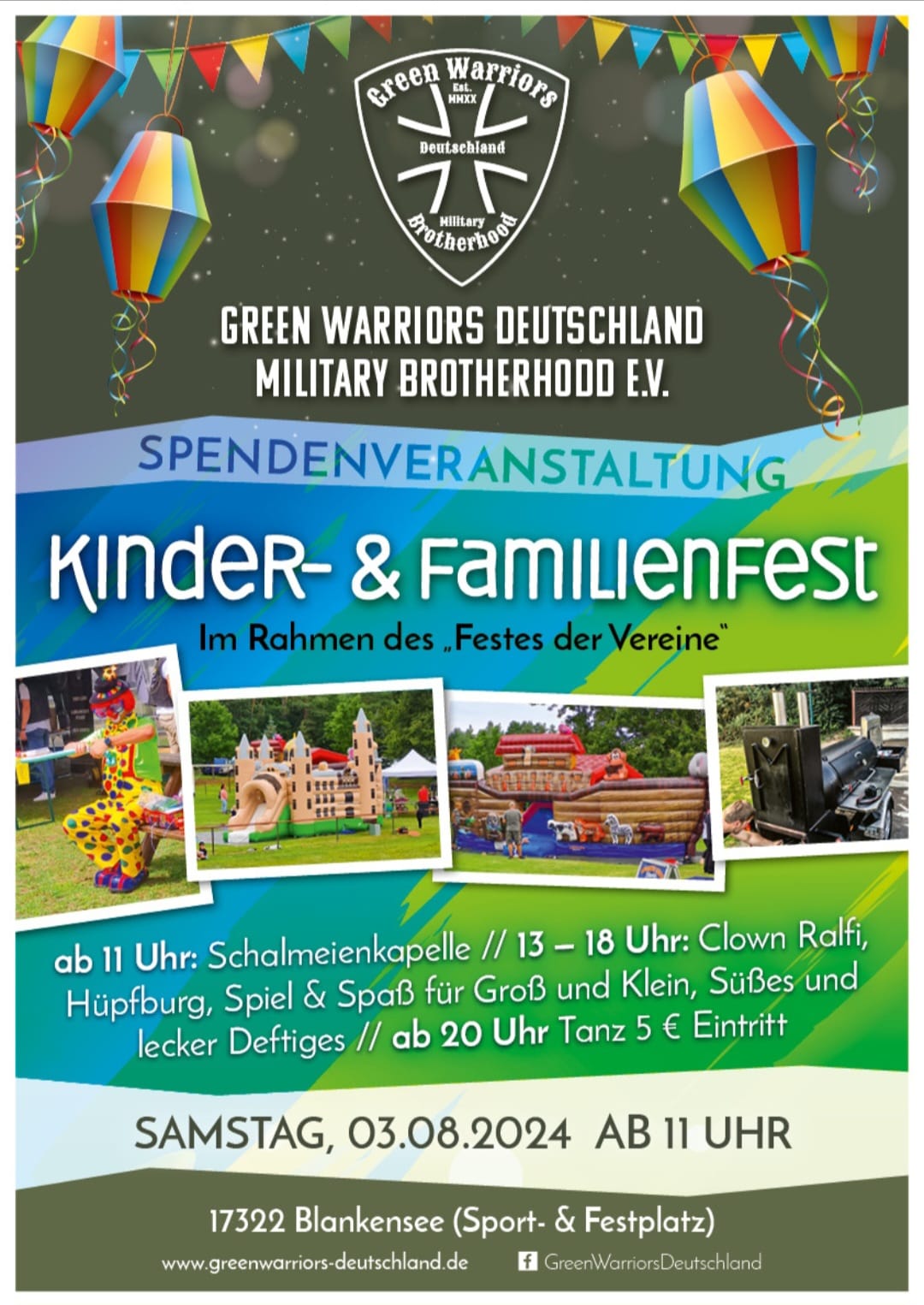 Flyer für das Kinder- und Familienfest in Blankensee am 03.08.2024