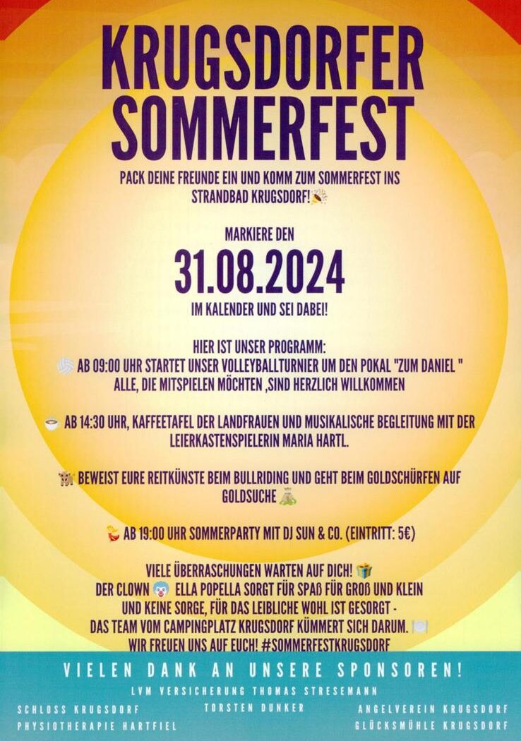 Flyer zum Sommerfest Krugsdorf 2024